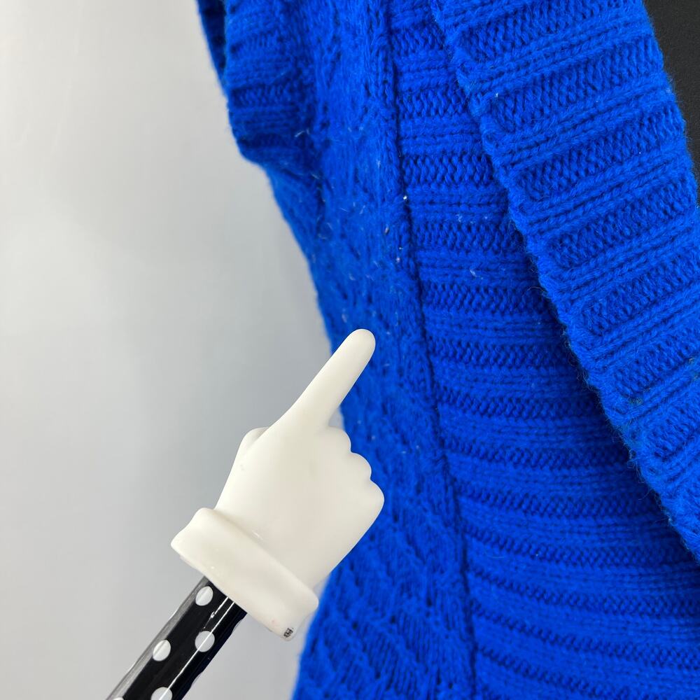 Divided by H&M Royal Blue Sleeveless Shawl Collar Knit Button Cardigan Sz 6 - Picture 7 of 11